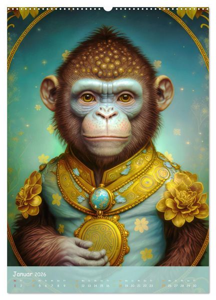 Produktbild: Tiere im Tarot Stil (Wandkalender 2026 DIN A2 hoch), CALVENDO Monatskalender