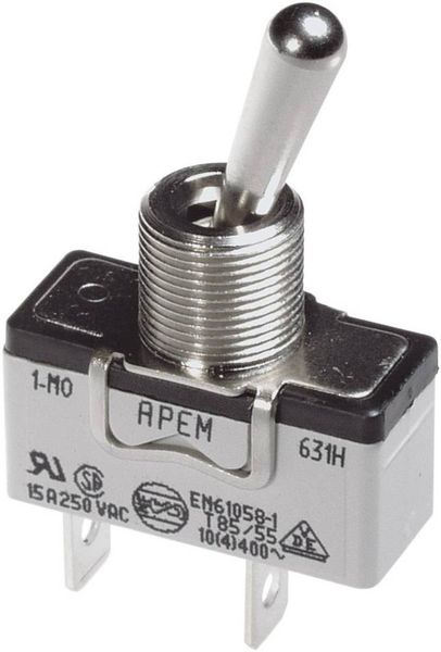 APEM 657H/2 657H/2 Kippschalter 250 V/AC 10A 3 x (Ein)/Aus/(Ein) tastend/0/tastend 1St.
