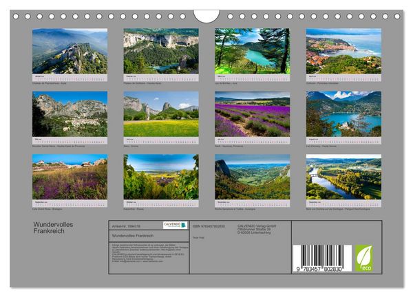 Produktbild: Wundervolles Frankreich (Wandkalender 2026 DIN A4 quer), CALVENDO Monatskalender