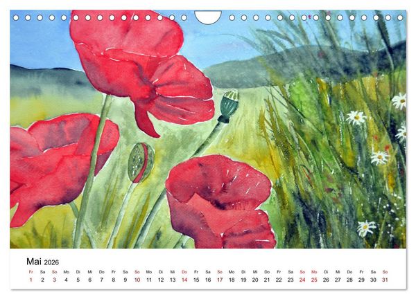 Produktbild: Blumen-Aquarelle (Wandkalender 2026 DIN A4 quer), CALVENDO Monatskalender