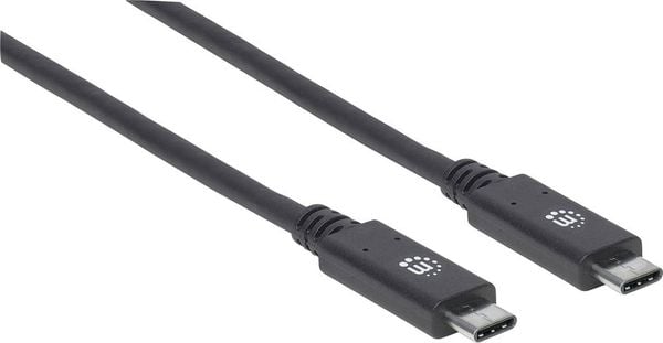 Manhattan USB-Kabel USB 3.2 Gen1 USB-C Stecker, USB-C Stecker 1.00 m Schwarz beidseitig verwendbarer Stecker 355223