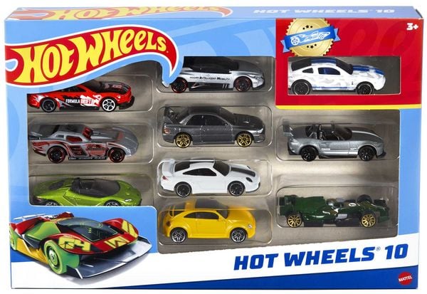 Produktbild: Hot Wheels Set mit 10Fahrzeugen im Ma&szlig;stab 1:64 f&uuml;r Sammler und Kinder