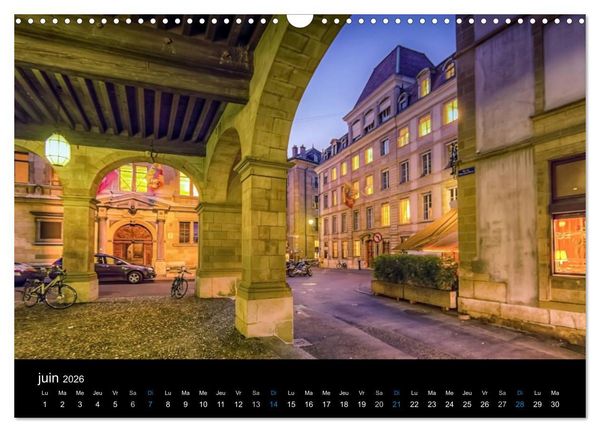 Produktbild: Cr&eacute;puscule sur Gen&egrave;ve (Calendrier mural 2026 DIN A3 vertical), CALVENDO calendrier mensuel