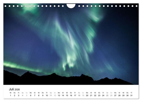 Produktbild: Nordlichter - Farbenspiel am arktischen Nachthimmel (Wandkalender 2026 DIN A4 quer), CALVENDO Monatskalender