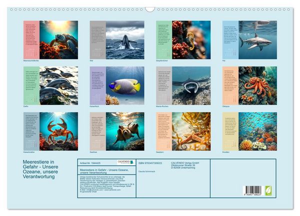 Produktbild: Meerestiere in Gefahr - Unsere Ozeane, unsere Verantwortung (Wandkalender 2026 DIN A2 quer), CALVENDO Monatskalender