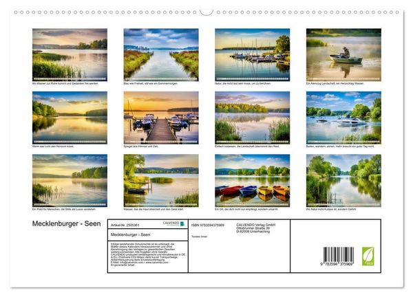 Produktbild: Mecklenburger - Seen (hochwertiger Premium Wandkalender 2027 DIN A2 quer), Kunstdruck in Hochglanz