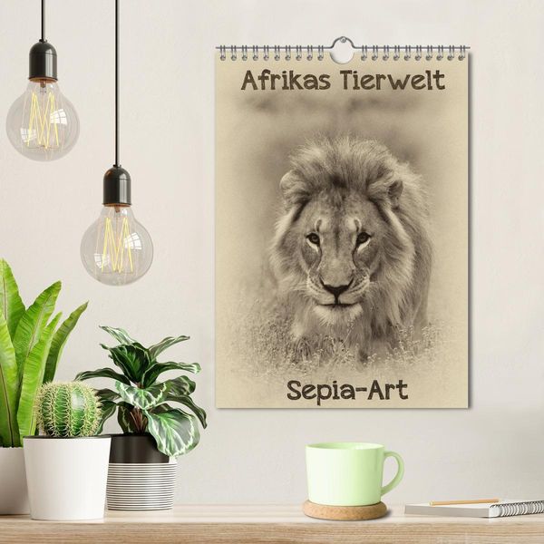 Produktbild: Afrikas Tierwelt - Sepia-Art (Wandkalender 2026 DIN A4 hoch), CALVENDO Monatskalender