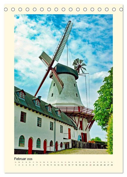 Produktbild: Nostalgie Windm&uuml;hlen (Tischkalender 2026 DIN A5 hoch), CALVENDO Monatskalender