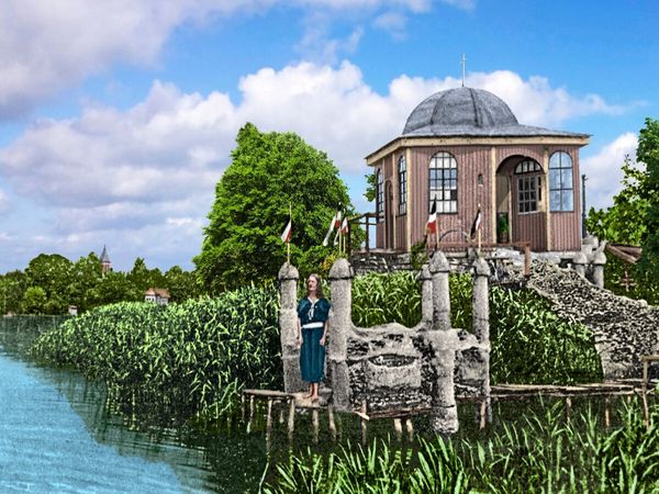 Produktbild: CALVENDO Puzzle Arendsee (Altmark) - Gustaf Nagel am Tempel des Seeufers um 1905 | 1000 Teile Lege-Gr&ouml;&szlig;e 64x48cm Foto-Puzzle f&uuml;r gl&uuml;ckliche Stunden