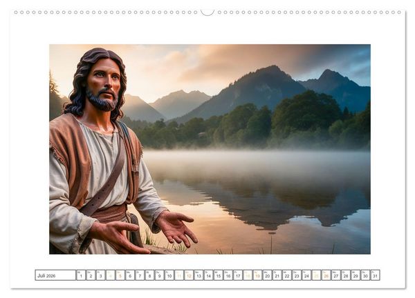 Produktbild: Durch das Jahr mit Jesus (hochwertiger Premium Wandkalender 2026 DIN A2 quer), Kunstdruck in Hochglanz