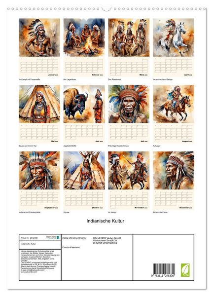 Produktbild: Indianische Kultur (hochwertiger Premium Wandkalender 2026 DIN A2 hoch), Kunstdruck in Hochglanz
