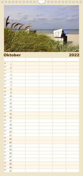 Produktbild: Familienplaner Strandkorb-Impressionen (Wandkalender 2022 , 21 cm x 45 cm, hoch)