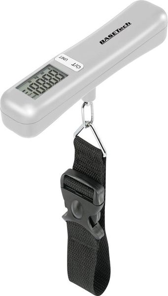 Produktbild: Basetech LS-40S Kofferwaage LS-40S W&auml;gebereich (max.) 40 kg Ablesbarkeit 10 g batteriebetrieben Silber