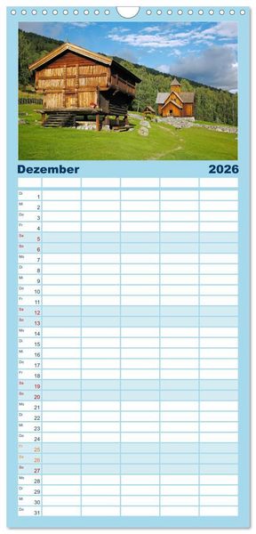 Produktbild: Familienplaner 2026 - Faszination Skandinavien mit 5 Spalten (Wandkalender, 21 x 45 cm) CALVENDO