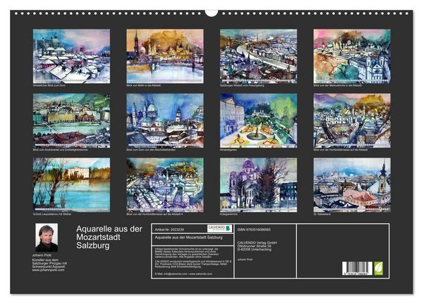 Produktbild: Aquarelle aus der Mozartstadt Salzburg (Wandkalender 2026 DIN A2 quer), CALVENDO Monatskalender
