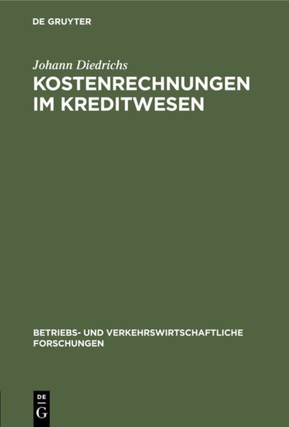 Produktbild: Kostenrechnungen im Kreditwesen