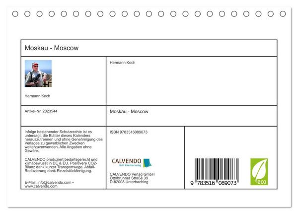 Produktbild: Moskau - Moscow (Tischkalender 2026 DIN A5 quer), CALVENDO Monatskalender