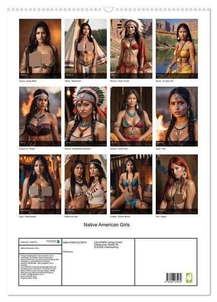 Produktbild: Native American Girls (Wandkalender 2026 DIN A2 hoch), CALVENDO Monatskalender