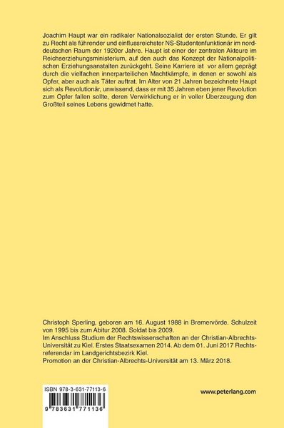 Produktbild: Joachim Haupt (1900-1989) Vom Aufstieg eines NS-Studentenfunktion&auml;rs und Sturz des Inspekteurs der Nationalpolitischen Erziehungsanstalten