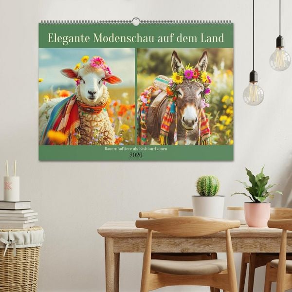 Produktbild: Elegante Modenschau auf dem Land. Bauernhoftiere als Fashion-Ikonen (Wandkalender 2026 DIN A2 quer), CALVENDO Monatskalender