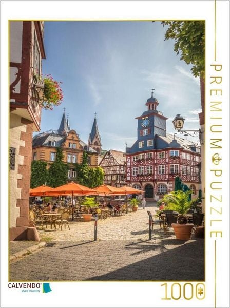 CALVENDO Puzzle Rathaus am Marktplatz von Heppenheim, Hessen | 1000 Teile Lege-Größe 64 × 48 cm Foto-Puzzle für glückliche Stunden