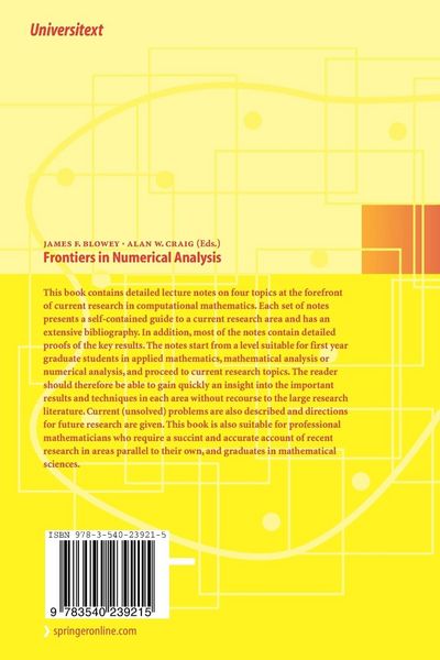 Produktbild: Frontiers of Numerical Analysis