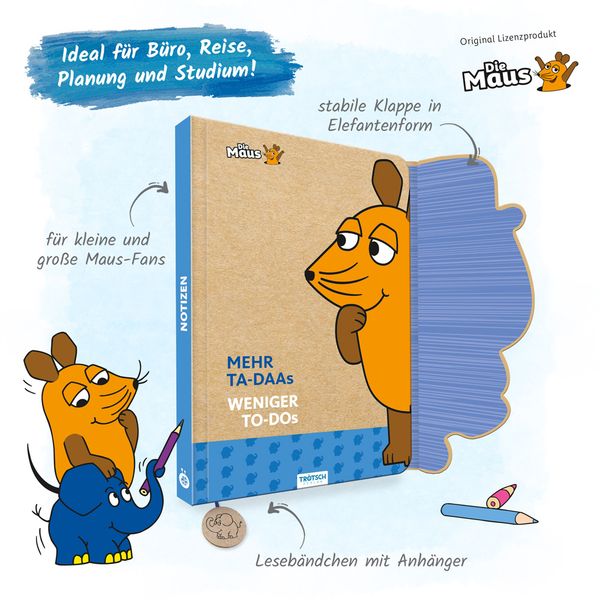 Trötsch Die Maus Notizbuch mit Klappe Elefant