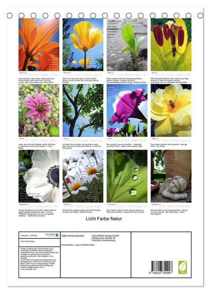 Produktbild: Licht Farbe Natur (Tischkalender 2026 DIN A5 hoch), CALVENDO Monatskalender