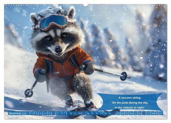 Produktbild: Funny charming animals as skiers (High Quality Premium Wall Calendar 2026 DIN A2 landscape),CALVENDO 12 Month Wall Calendar