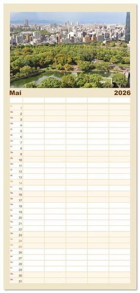 Produktbild: Familienplaner 2026 - Japan - Impressionen aus dem Land der aufgehenden Sonne mit 5 Spalten (Wandkalender, 21 x 45 cm) CALVENDO