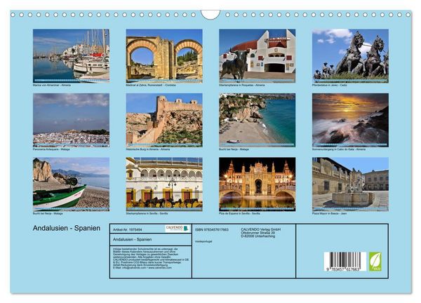 Produktbild: Andalusien - Spanien (Wandkalender 2026 DIN A3 quer), CALVENDO Monatskalender
