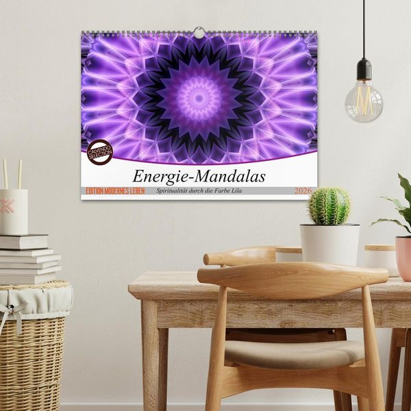 Produktbild: Energie - Mandalas, Spiritualit&auml;t durch die Farbe Lila (Wandkalender 2026 DIN A3 quer), CALVENDO Monatskalender