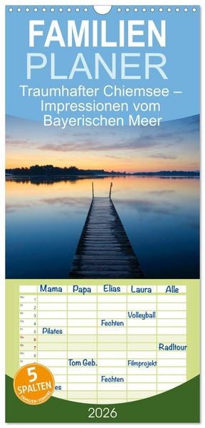 Produktbild: Familienplaner 2026 - Traumhafter Chiemsee &ndash; Impressionen vom Bayerischen Meer mit 5 Spalten (Wandkalender, 21 x 45 cm) CALVENDO