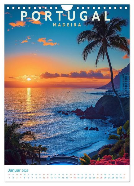 Produktbild: Portugal - Old School Poster Style (Wandkalender 2026 DIN A4 hoch), CALVENDO Monatskalender