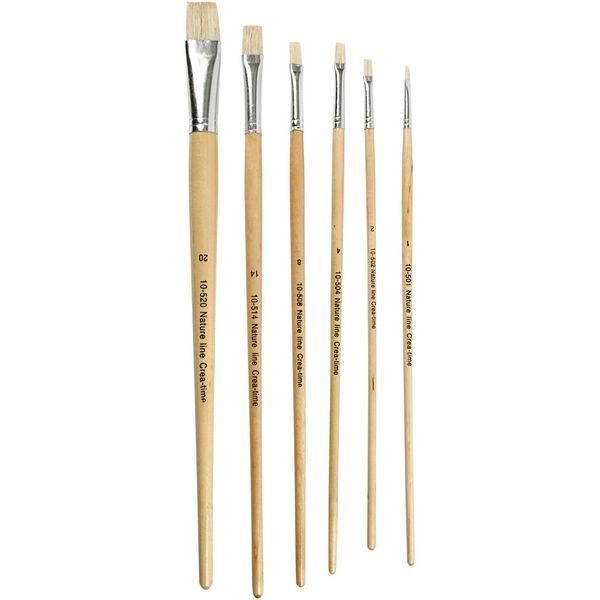 Produktbild: Creativ Company Nature Line Pinsel, Nr. 1+2+4+8+14+20, L 27,5-33 cm, B 5-19 mm, Flach, 64 Stk