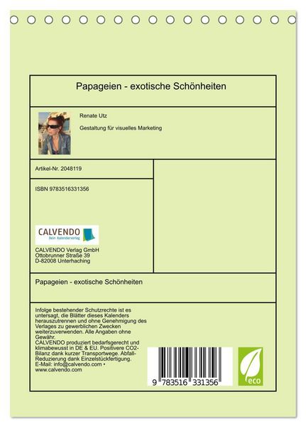Produktbild: Papageien - exotische Sch&ouml;nheiten (Tischkalender 2026 DIN A5 hoch), CALVENDO Monatskalender