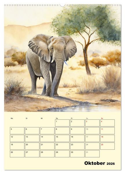 Produktbild: Sch&ouml;ne Aquarelle. Darstellungen von Afrikas Wildtieren (Wandkalender 2026 DIN A2 hoch), CALVENDO Monatskalender