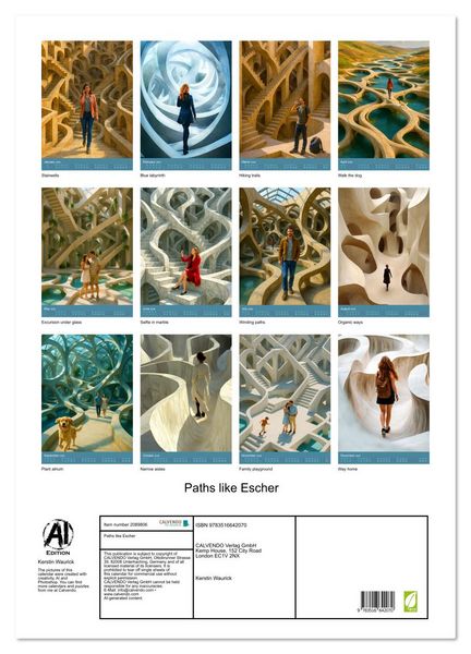 Produktbild: Paths like Escher (Wall Calendar 2026 DIN A2 portrait), CALVENDO 12 Month Wall Calendar