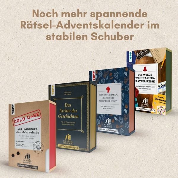 Produktbild: Die R&auml;tselbibliothek. Adventskalender &ndash; Das Archiv der Geschichten: Mit 24 Escape-R&auml;tseln durch den Advent