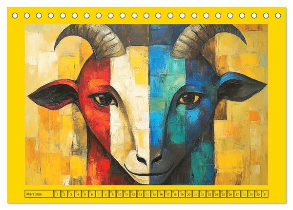 Produktbild: Abstrakte Eleganz. K&uuml;nstlerische Tiermotive in sch&ouml;nen Farben (Tischkalender 2026 DIN A5 quer), CALVENDO Monatskalender