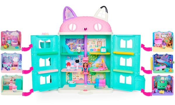 Produktbild: Gabby&lsquo;s Dollhouse Deluxe Raum, Sweet Dreams, Schlafzimmer mit Kuschelkatze (engl. Pillow Cat), M&ouml;belst&uuml;cken und thematischem Zubeh&ouml;r