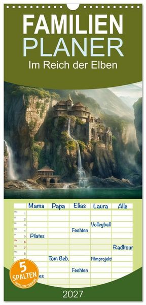 Produktbild: Familienplaner 2027 - Im Reich der Elben mit 5 Spalten (Wandkalender, 21 x 45 cm) CALVENDO