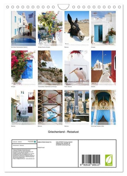 Produktbild: Griechenland - Reiselust (Wandkalender 2026 DIN A4 hoch), CALVENDO Monatskalender