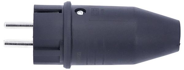 Produktbild: AS Schwabe 61412 Schutzkontaktstecker Vollgummi 230V Schwarz IP44
