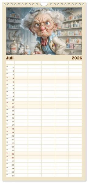 Produktbild: Familienplaner 2026 - Oma macht jetzt Sonderschicht mit 5 Spalten (Wandkalender, 21 x 45 cm) CALVENDO