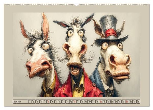 Produktbild: Wundersame Pferde. Karikaturen zwischen Humor, Melancholie und Fantasie (hochwertiger Premium Wandkalender 2027 DIN A2 quer), Kunstdruck in Hochglanz