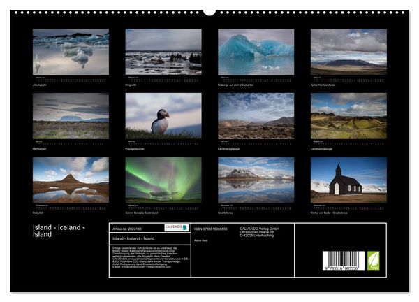 Produktbild: Island - Iceland - &Iacute;sland (hochwertiger Premium Wandkalender 2026 DIN A2 quer), Kunstdruck in Hochglanz