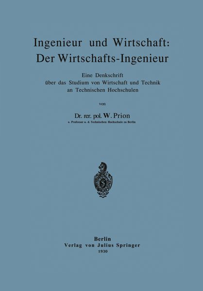 Produktbild: Ingenieur und Wirtschaft: Der Wirtschafts-Ingenieur