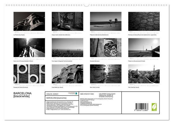 Produktbild: BARCELONA [black/white] (hochwertiger Premium Wandkalender 2026 DIN A2 quer), Kunstdruck in Hochglanz