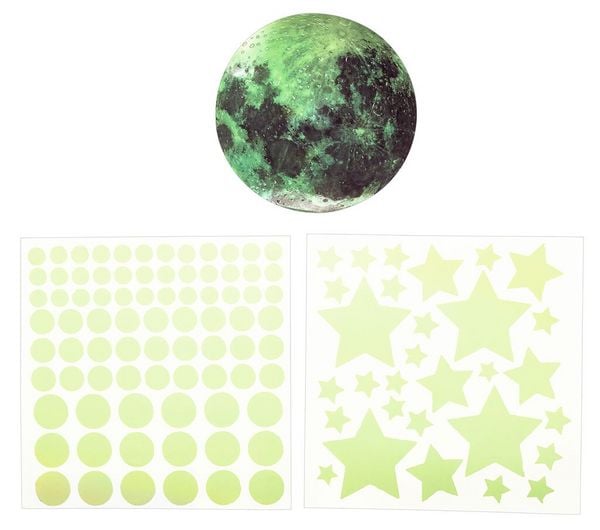 Produktbild: Nachtleuchtende Wandsticker Mond und Sterne